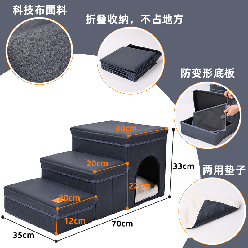 Amazon Cross-Border New Pet Stairs Steps Cat Dog Climbing Foldable Collapsible Dog Stairs Pet Supplies