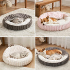 Cross-Border Hot-Selling Round Plush Dog Bed Cat Bed Thickened Warm Pet Bed for Cats and Small Dogs Machine Washable