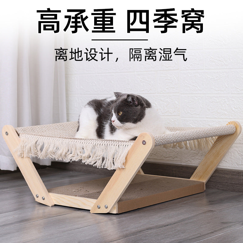 Cat Bed Cat Scratching Board Two-layer Camp Bed All-season Pet Cat Sofa Wooden Camp Bed Cat Bed Pet Supplies