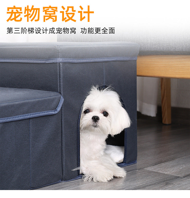Amazon Cross-Border New Pet Stairs Steps Cat Dog Climbing Foldable Collapsible Dog Stairs Pet Supplies