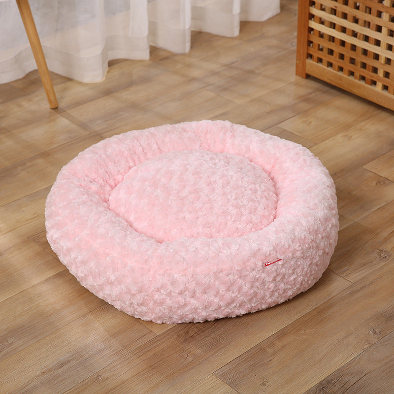 Pet Bed Rose Flower Pet Supplies Amazon Hot-Selling Winter Warm Mat Rose Short Plush Dog Bed Cat Bed