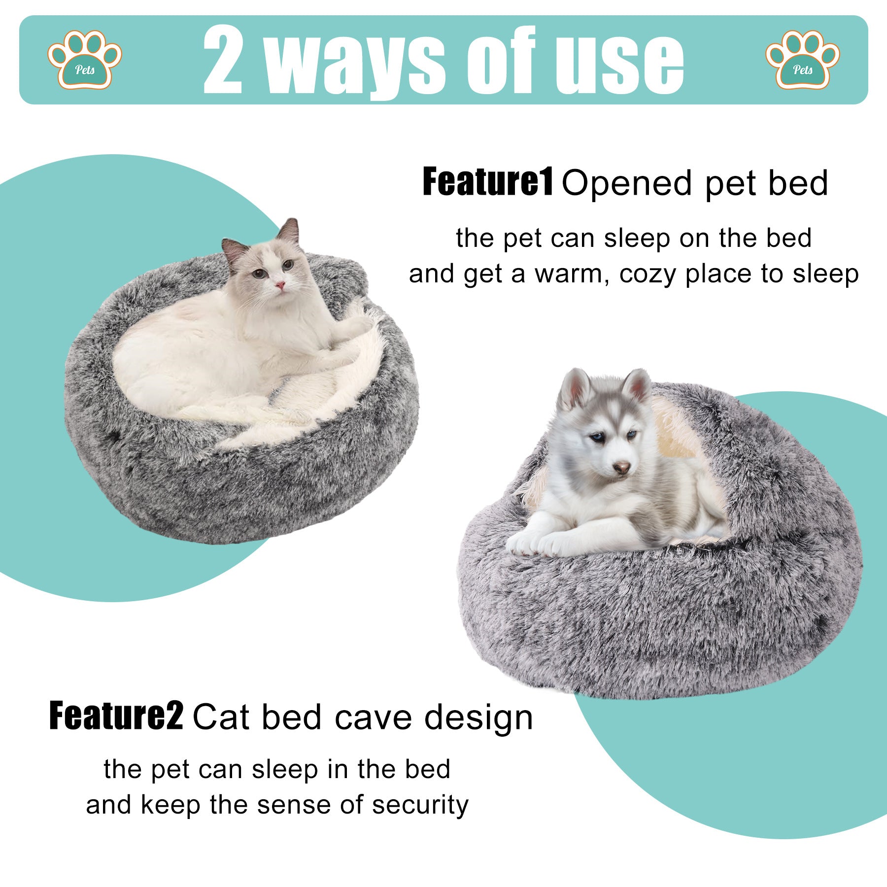 Plush Dog Bed Plush Dog Bed Crystal Velvet Warm Round Half Pack Cat Nest Deep Sleep Plush Round Nest Cat Bed