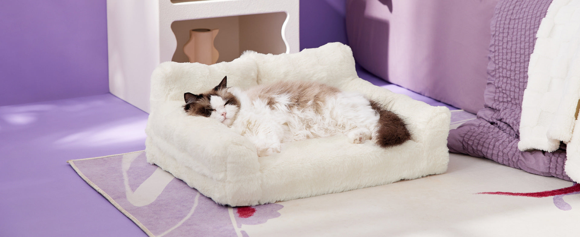 Amazon Hot-Selling Pet Sofa Small Rabbit Fur Removable Washable Dog Sofa Bed Mat Cat Bed Dog Bed Sofa Bed Sleeping Pad