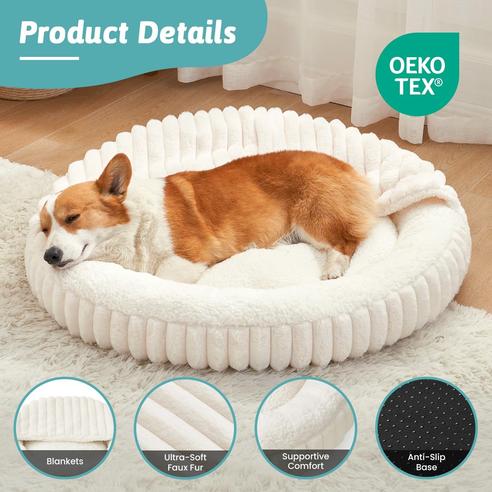Cross-Border Hot-Selling Round Plush Dog Bed Cat Bed Thickened Warm Pet Bed for Cats and Small Dogs Machine Washable