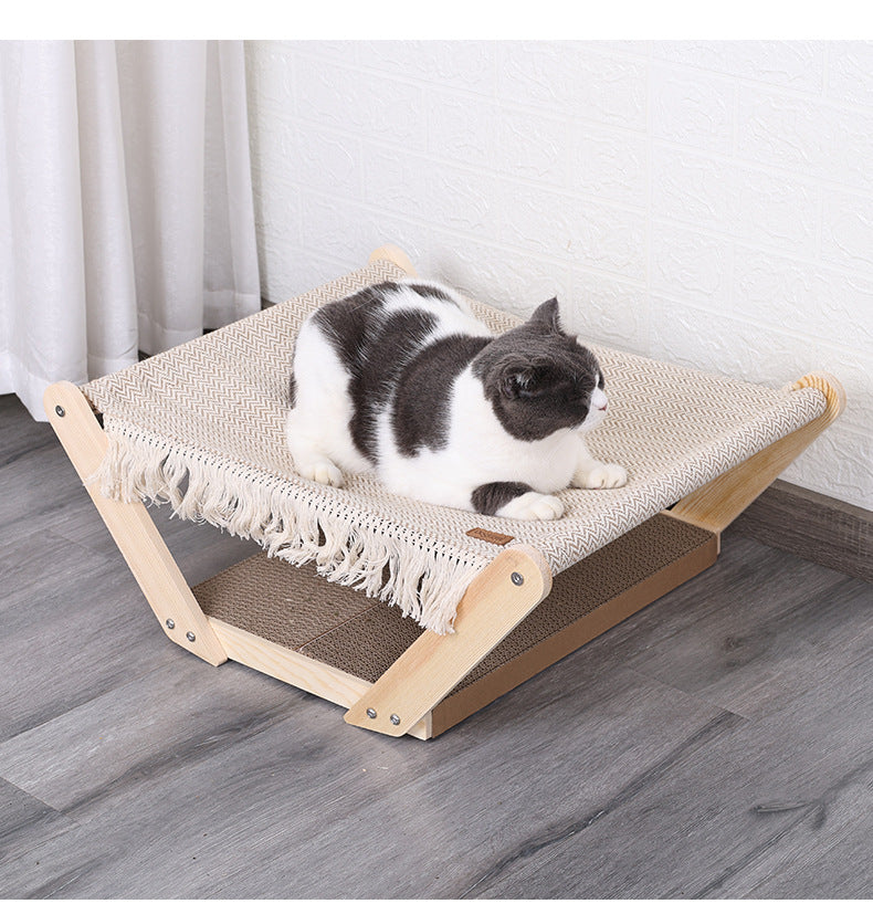 Cat Bed Cat Scratching Board Two-layer Camp Bed All-season Pet Cat Sofa Wooden Camp Bed Cat Bed Pet Supplies