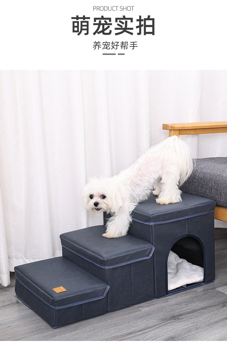 Amazon Cross-Border New Pet Stairs Steps Cat Dog Climbing Foldable Collapsible Dog Stairs Pet Supplies