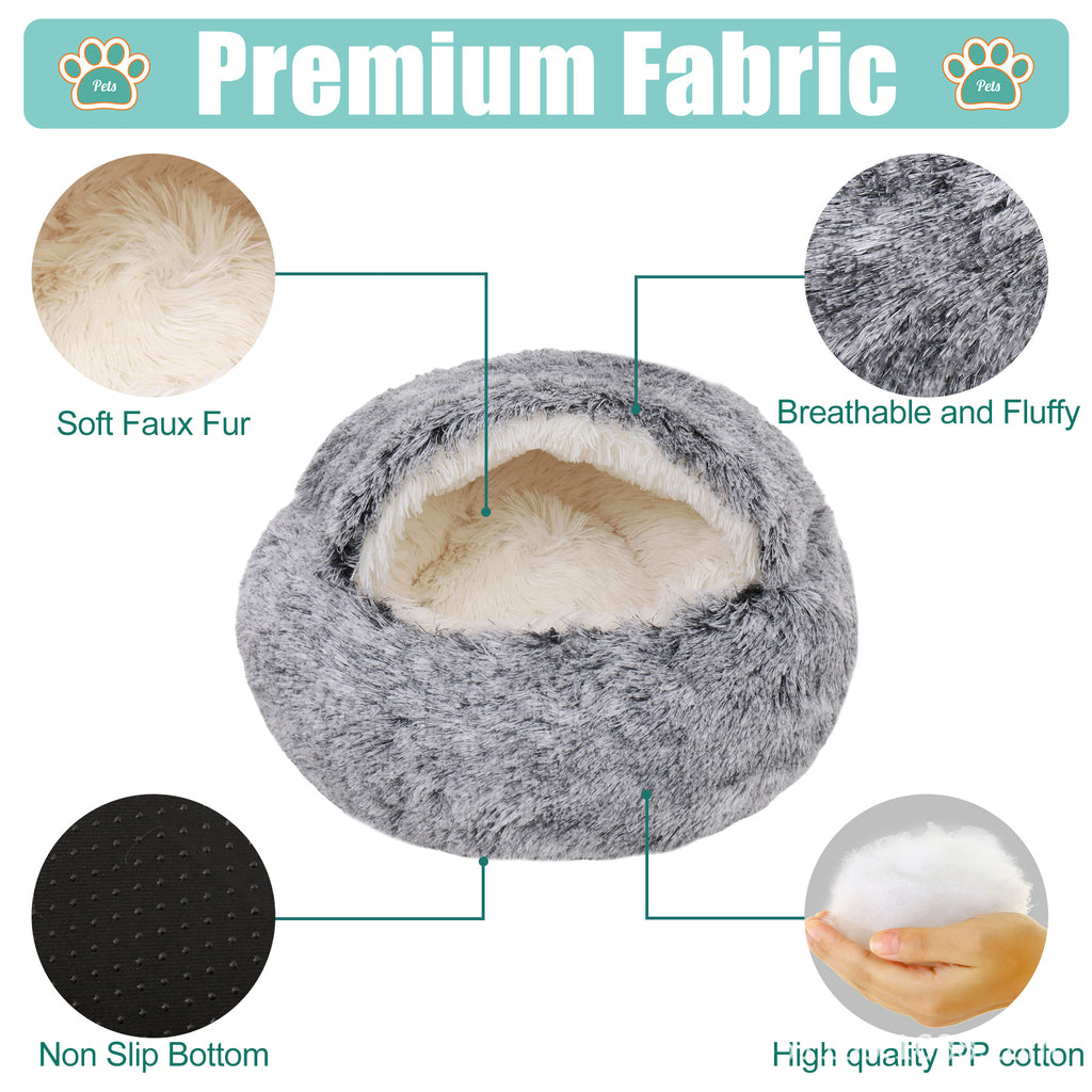 Plush Dog Bed Plush Dog Bed Crystal Velvet Warm Round Half Pack Cat Nest Deep Sleep Plush Round Nest Cat Bed