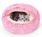 Plush Dog Bed Plush Dog Bed Crystal Velvet Warm Round Half Pack Cat Nest Deep Sleep Plush Round Nest Cat Bed
