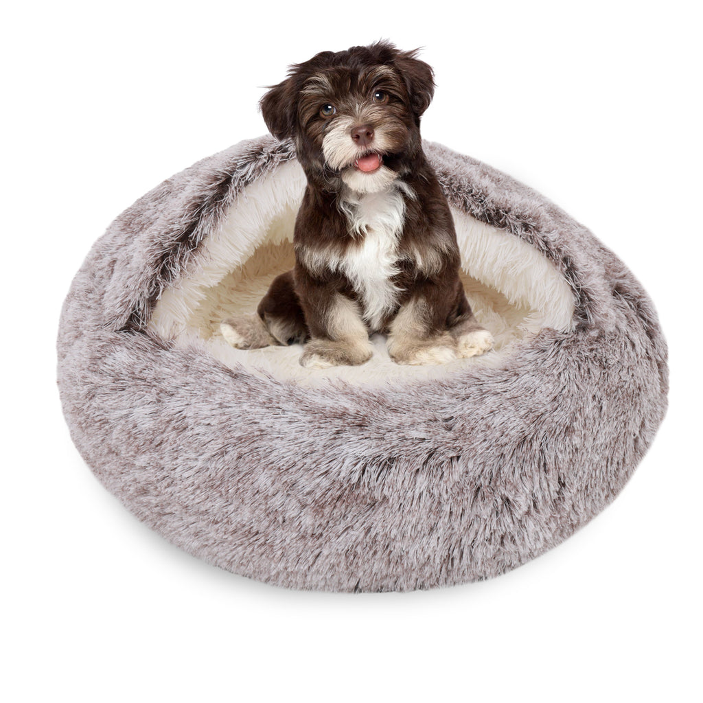 Plush Dog Bed Plush Dog Bed Crystal Velvet Warm Round Half Pack Cat Nest Deep Sleep Plush Round Nest Cat Bed