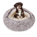 Plush Dog Bed Plush Dog Bed Crystal Velvet Warm Round Half Pack Cat Nest Deep Sleep Plush Round Nest Cat Bed