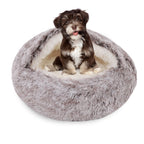 Plush Dog Bed Plush Dog Bed Crystal Velvet Warm Round Half Pack Cat Nest Deep Sleep Plush Round Nest Cat Bed