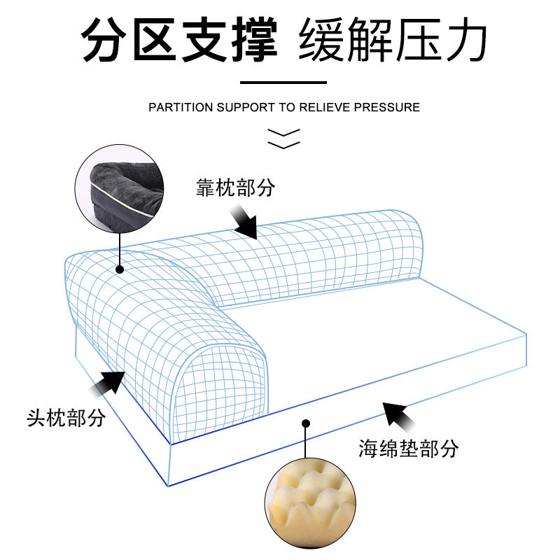 Amazon Hot Sale Autumn and Winter Memory Foam Dog Bed Dog Neck Protector Sofa Bed Detachable Washable Pet Bed