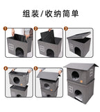 Wholesale Pet Cat House Double Layer Warm Foldable Pet House All-Season Cat House Semi-Enclosed Two-Layer Pet House