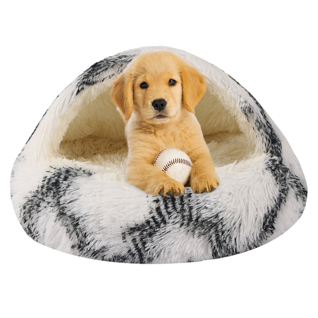 Plush Dog Bed Plush Dog Bed Crystal Velvet Warm Round Half Pack Cat Nest Deep Sleep Plush Round Nest Cat Bed