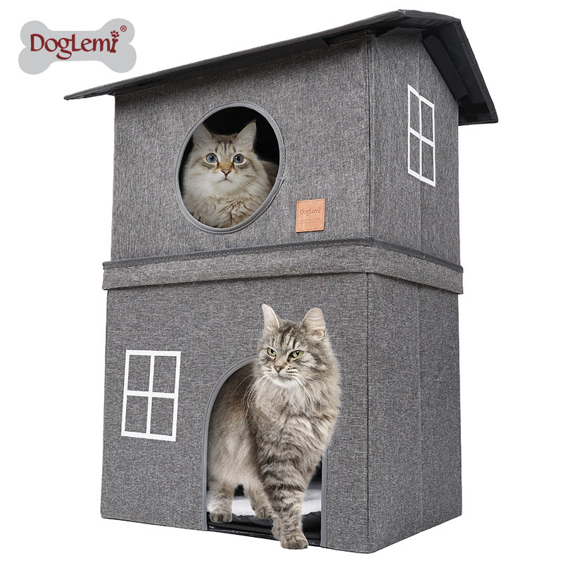 Wholesale Pet Cat House Double Layer Warm Foldable Pet House All-Season Cat House Semi-Enclosed Two-Layer Pet House