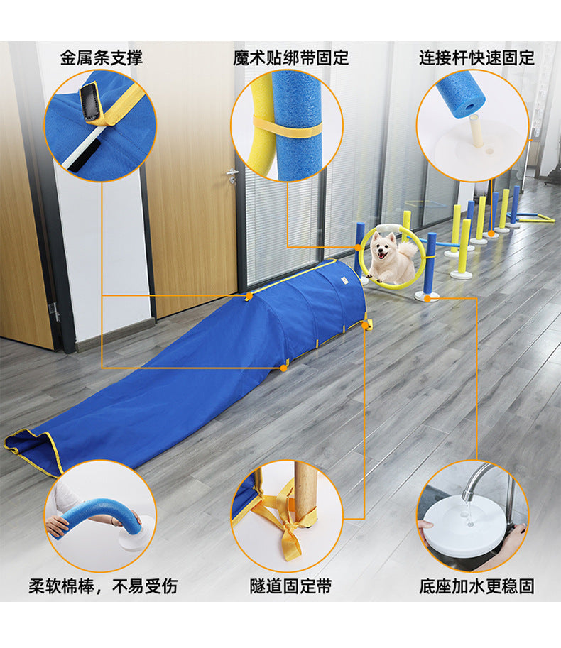 Dog Tunnel Training Equipment Dog Jumping Hoop Agility Training Toy Set Foldable Indoor Pet Tunnel Play