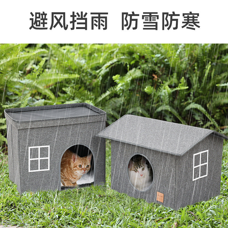 Wholesale Pet Cat House Double Layer Warm Foldable Pet House All-Season Cat House Semi-Enclosed Two-Layer Pet House