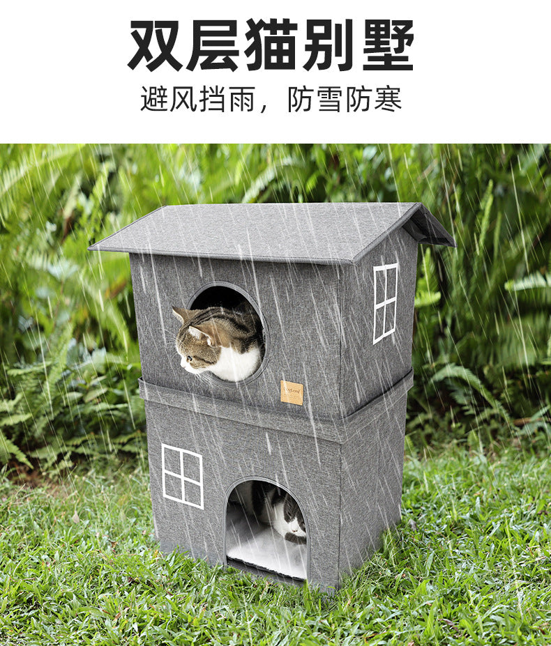 Wholesale Pet Cat House Double Layer Warm Foldable Pet House All-Season Cat House Semi-Enclosed Two-Layer Pet House