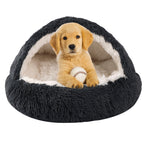 Plush Dog Bed Plush Dog Bed Crystal Velvet Warm Round Half Pack Cat Nest Deep Sleep Plush Round Nest Cat Bed