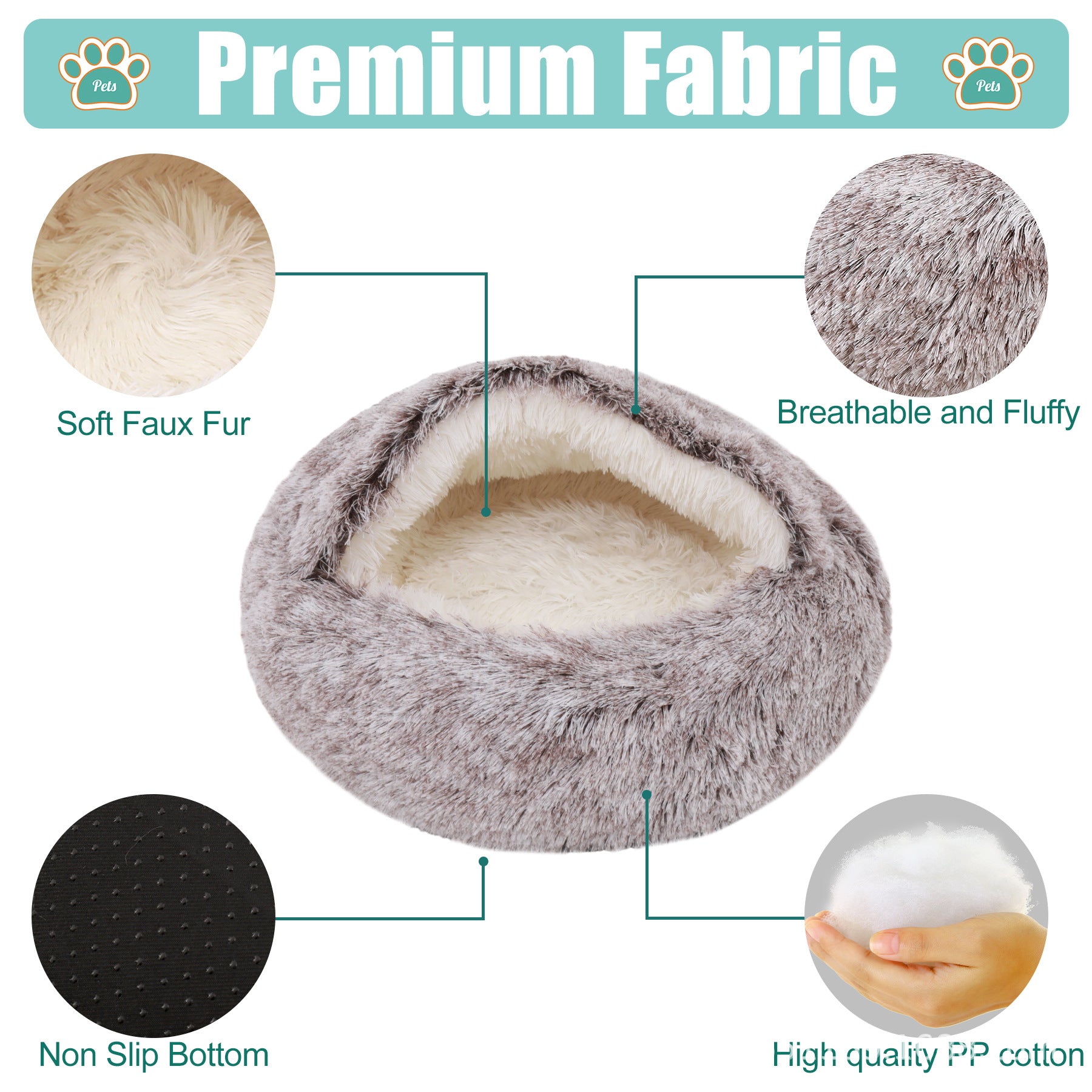 Plush Dog Bed Plush Dog Bed Crystal Velvet Warm Round Half Pack Cat Nest Deep Sleep Plush Round Nest Cat Bed