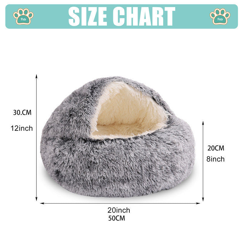 Plush Dog Bed Plush Dog Bed Crystal Velvet Warm Round Half Pack Cat Nest Deep Sleep Plush Round Nest Cat Bed
