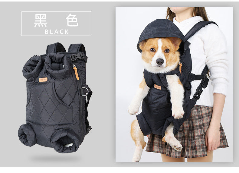 Dog Outdoor Backpack Winter Thickened Cotton Bag Pet Outdoor Portable Harness Chest Dual-use Backpack