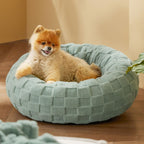New Pet Bed High Weight Peach Heart Soft Cotton Plush Pet Mat Long Plush Round Cat Bed Winter Warm Dog Bed