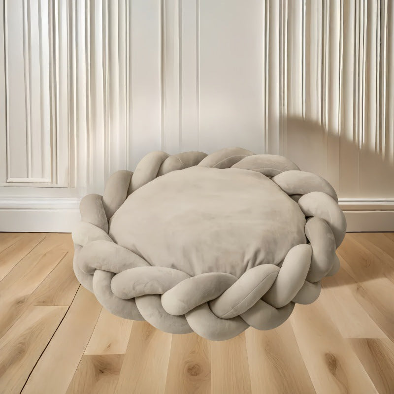 Amazon new DIY Hand-woven Cat House Dog House Creative Machine Washable6cm High-end Dog Bed Pet Nest with Coarse Velvet Surface