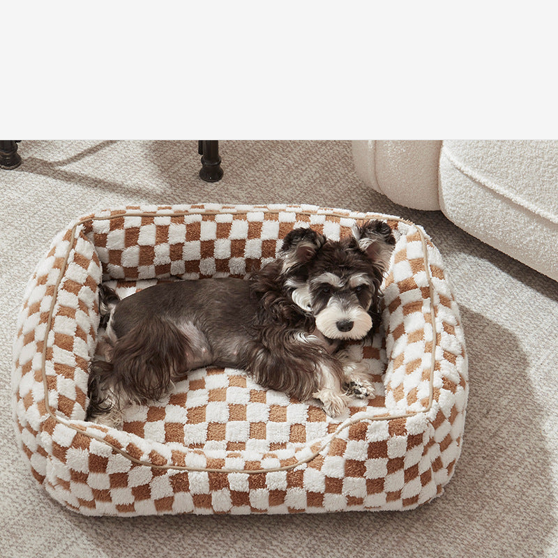 Shu Cotton Velvet Jacquard Fabric Soft Comfortable Pet Bed Deep Sleep Cat Bed Dog Bed Winter Warm Pet Mat
