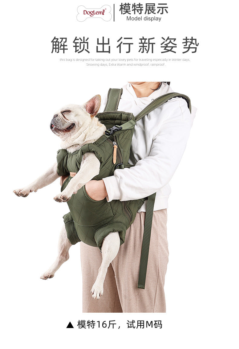 Dog Outdoor Backpack Winter Thickened Cotton Bag Pet Outdoor Portable Harness Chest Dual-use Backpack