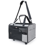 Pet Bag Single Shoulder Cat Bag Portable Breathable Outdoor Wheeled Push-Pull Dog Backpack Large Capacity Pet Carrier Bag