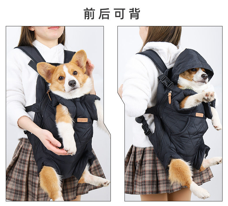 Dog Outdoor Backpack Winter Thickened Cotton Bag Pet Outdoor Portable Harness Chest Dual-use Backpack