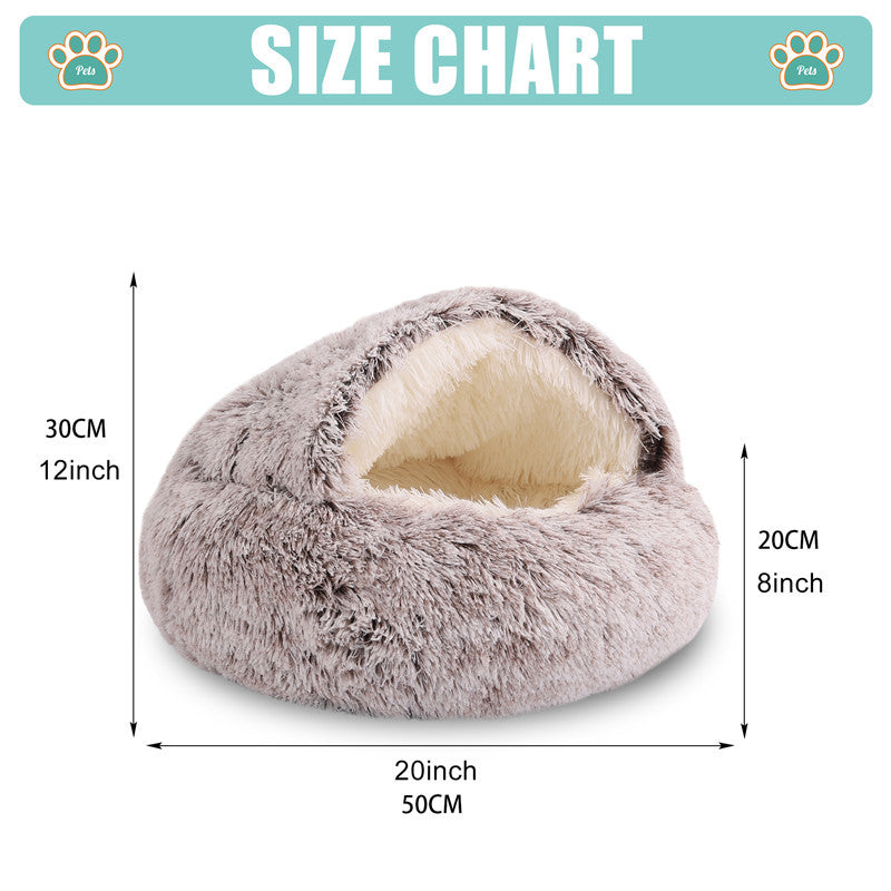 Plush Dog Bed Plush Dog Bed Crystal Velvet Warm Round Half Pack Cat Nest Deep Sleep Plush Round Nest Cat Bed