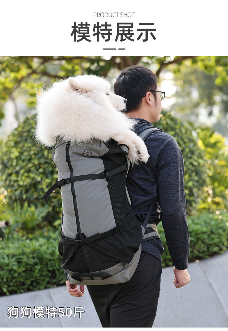 Portable Breathable Dog Backpack Scratch-Resistant Pet Bag Outdoor Pet Backpack Foldable Breathable Medium and Large Dog Bag