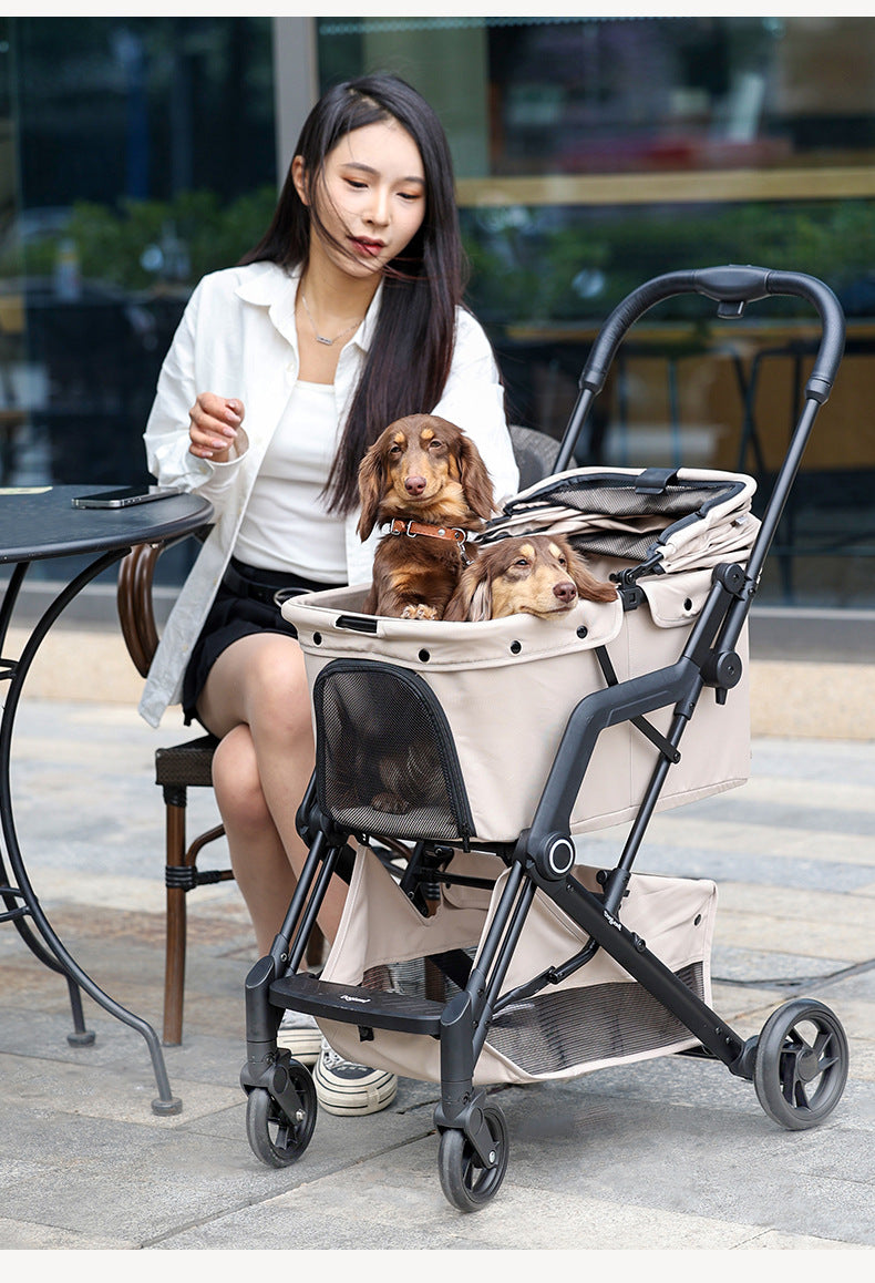 Cross-Border Pet Stroller Foldable with Safety Rope for Cats and Dogs Detachable Pet Stroller