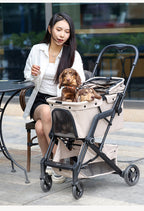 Cross-Border Pet Stroller Foldable with Safety Rope for Cats and Dogs Detachable Pet Stroller