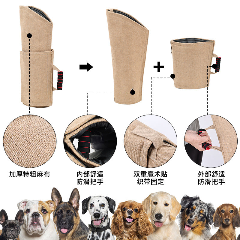 Pet Dog Training Anti-Bite Gloves, Thickened Dog Bite Protection, Trainer Anti-Snap, Anti-Tear, with Handle, Detachable Sleeves