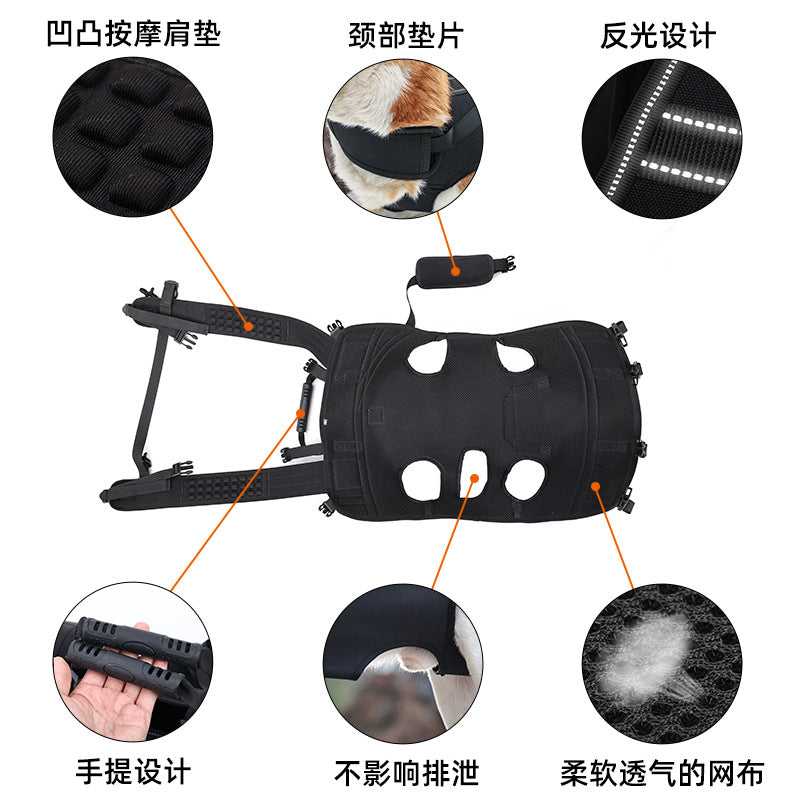 Pet Dog Backpack Multifunctional Double Shoulder Bag Pet Auxiliary Harness Outdoor Walking Aid Stretcher for Disabled Large Dogs