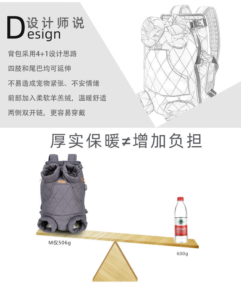 Dog Outdoor Backpack Winter Thickened Cotton Bag Pet Outdoor Portable Harness Chest Dual-use Backpack