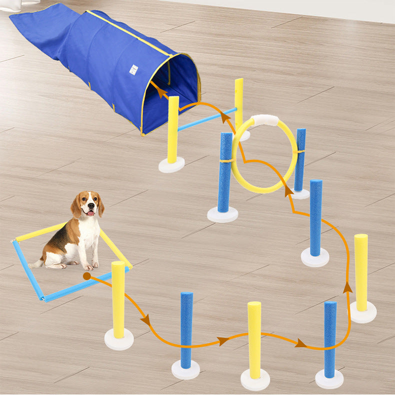 Dog Tunnel Training Equipment Dog Jumping Hoop Agility Training Toy Set Foldable Indoor Pet Tunnel Play