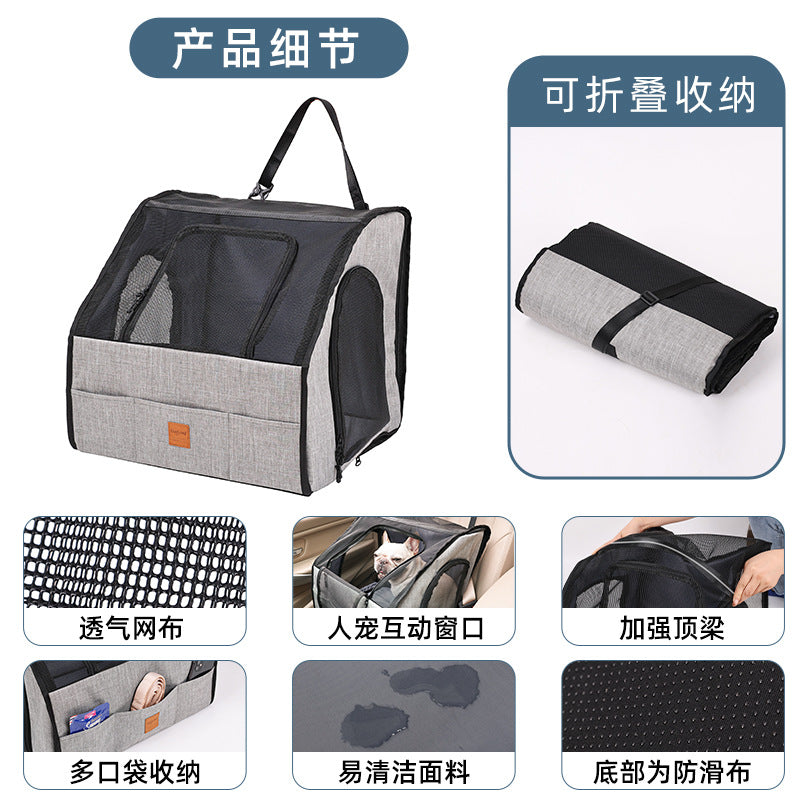 Pet Seat Cushion for Cats and Dogs, Mesh Pet Carrier, Dog Car Mat, Travel Car Breathable Car Bag