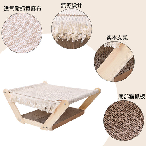 Cat Bed Cat Scratching Board Two-layer Camp Bed All-season Pet Cat Sofa Wooden Camp Bed Cat Bed Pet Supplies