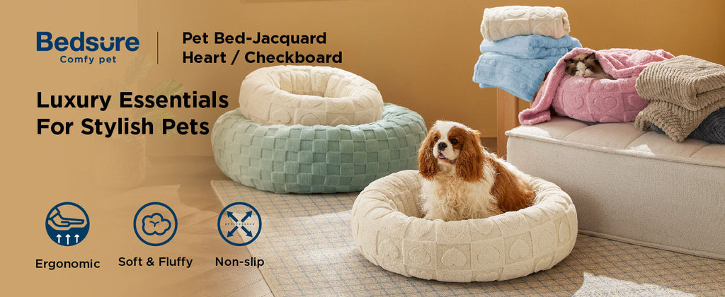 New Pet Bed High Weight Peach Heart Soft Cotton Plush Pet Mat Long Plush Round Cat Bed Winter Warm Dog Bed