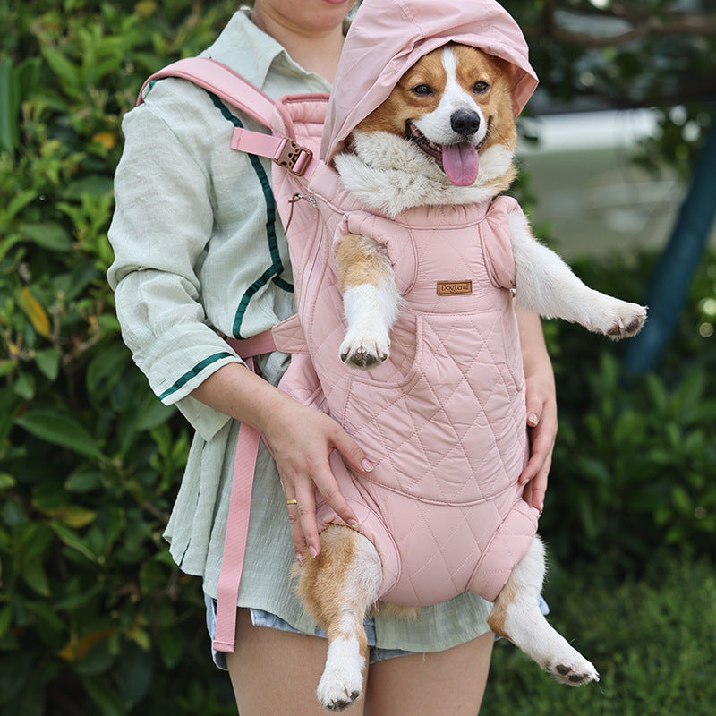Dog Outdoor Backpack Winter Thickened Cotton Bag Pet Outdoor Portable Harness Chest Dual-use Backpack