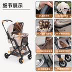 Cross-Border Pet Stroller Foldable with Safety Rope for Cats and Dogs Detachable Pet Stroller