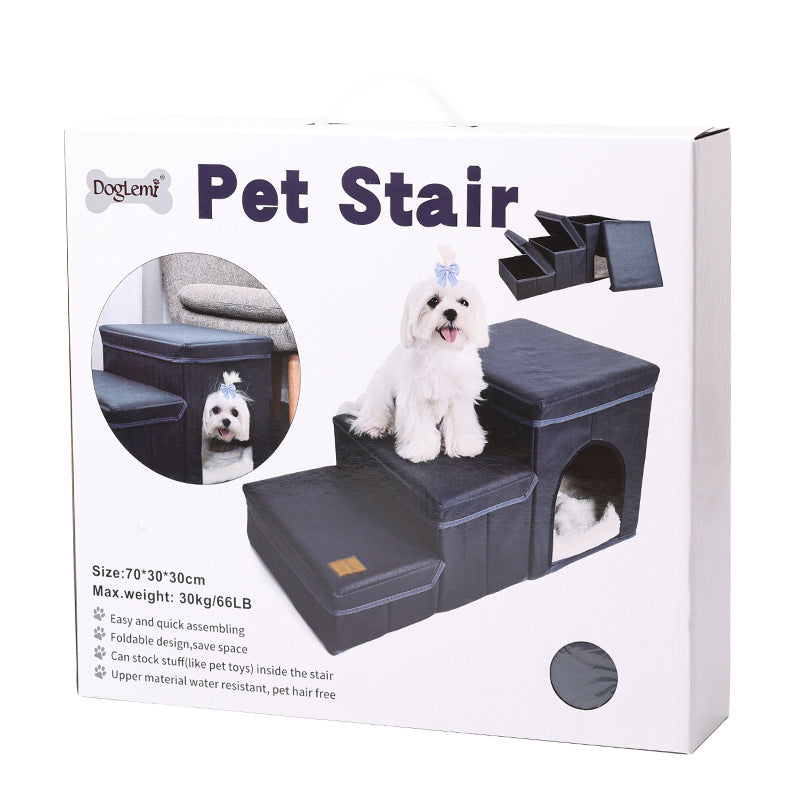 Amazon Cross-Border New Pet Stairs Steps Cat Dog Climbing Foldable Collapsible Dog Stairs Pet Supplies
