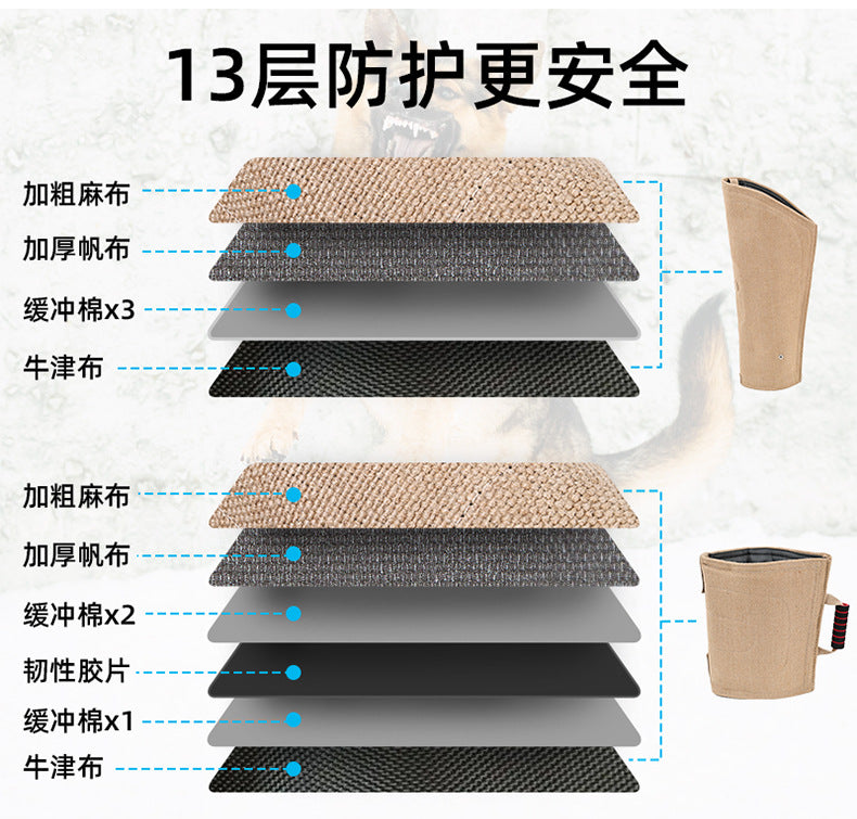 Pet Dog Training Anti-Bite Gloves, Thickened Dog Bite Protection, Trainer Anti-Snap, Anti-Tear, with Handle, Detachable Sleeves