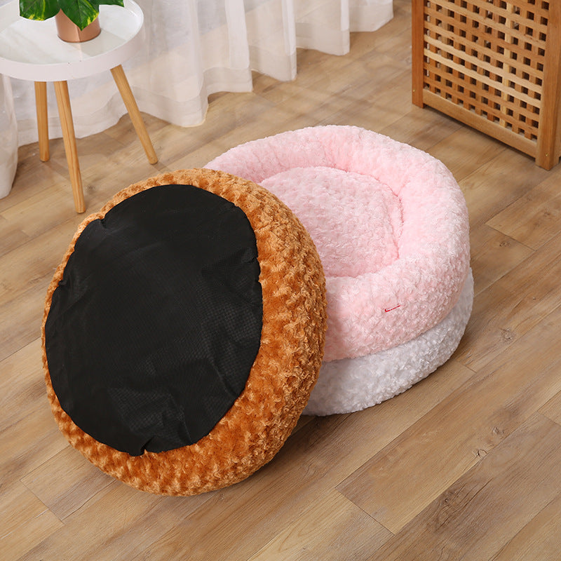 Pet Bed Rose Flower Pet Supplies Amazon Hot-Selling Winter Warm Mat Rose Short Plush Dog Bed Cat Bed
