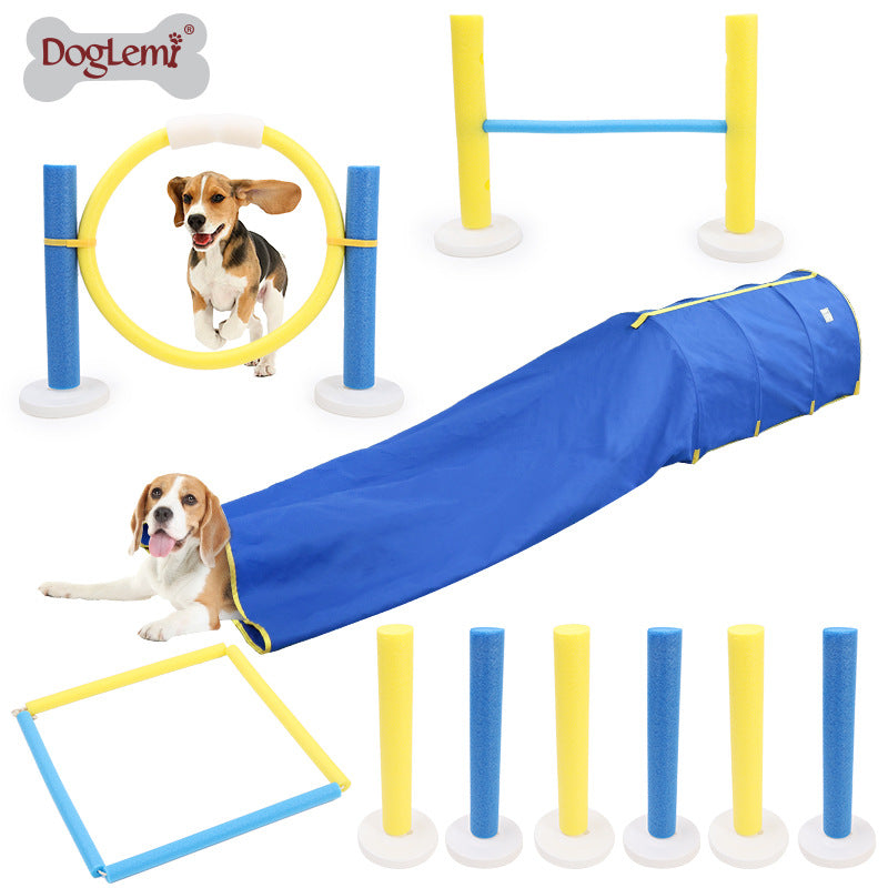 Dog Tunnel Training Equipment Dog Jumping Hoop Agility Training Toy Set Foldable Indoor Pet Tunnel Play