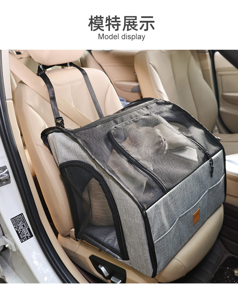 Pet Seat Cushion for Cats and Dogs, Mesh Pet Carrier, Dog Car Mat, Travel Car Breathable Car Bag
